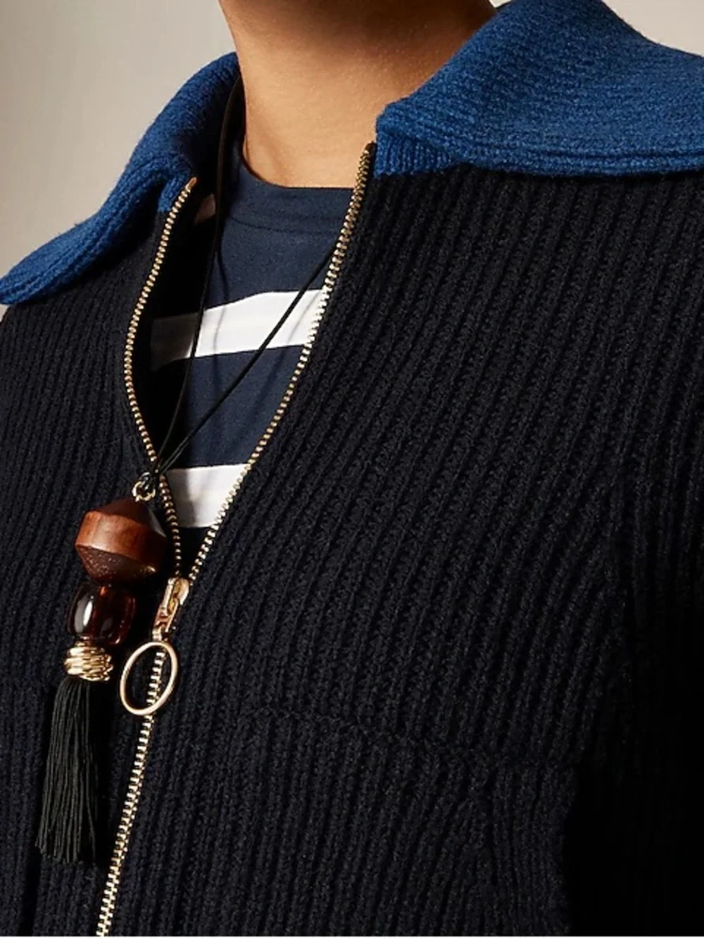 J.Crew Colorblock Collared Full Zip Sweater in Wool